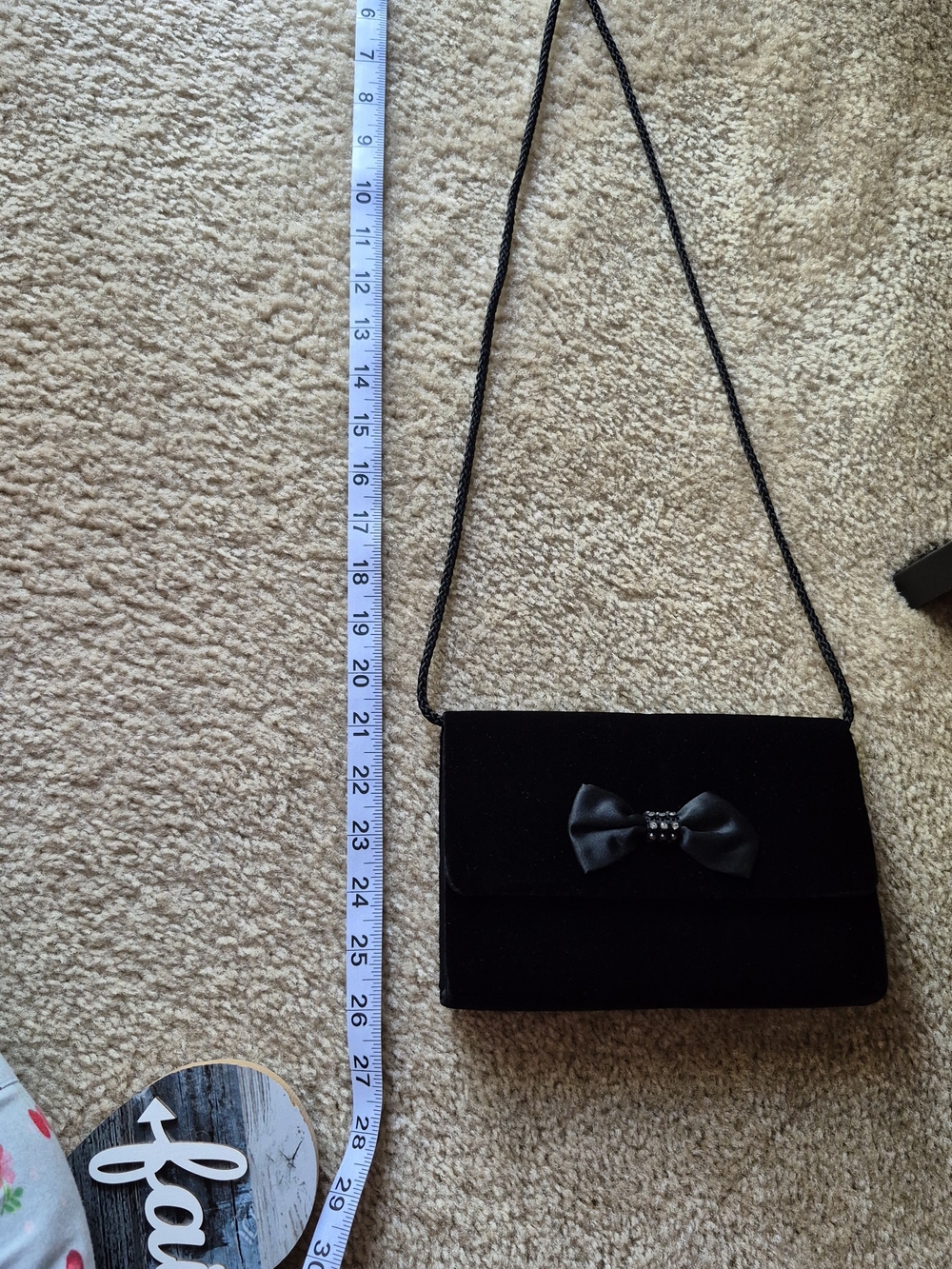Black Velvet Bow Evening Shoulder Bag. LIKE NEW